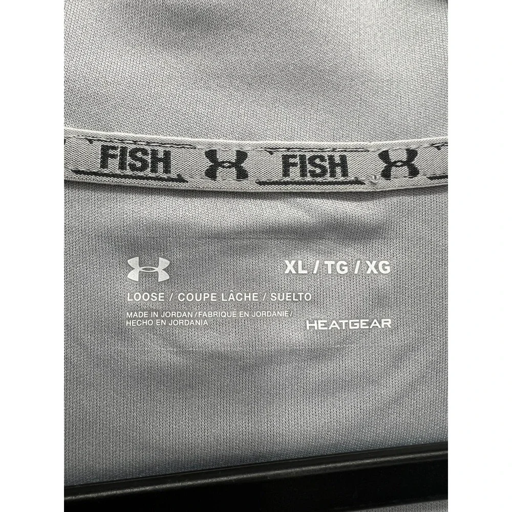 Under Armour Fish HeatGear Shirt Mens XL Gray 1/4 Zip Pullover Long Sleeve - Picture 5 of 13